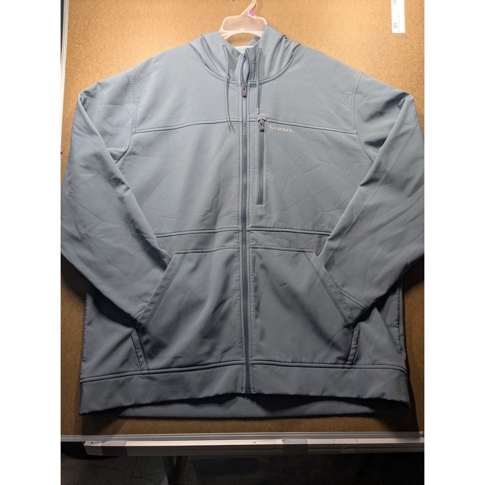 Simms Fishing Products Mens 3XL Blue Gray Full Zip Fleece Lined Hoodie Jacket